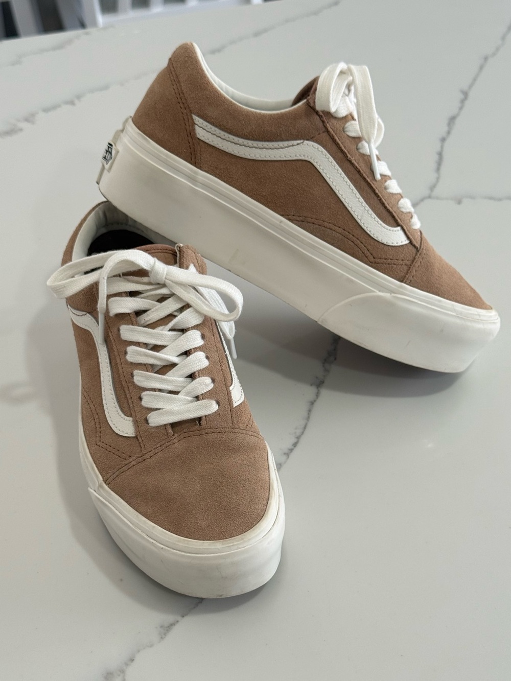 Vans Old Skool Stackform Brown Suede Platform Sneakers Sz 7